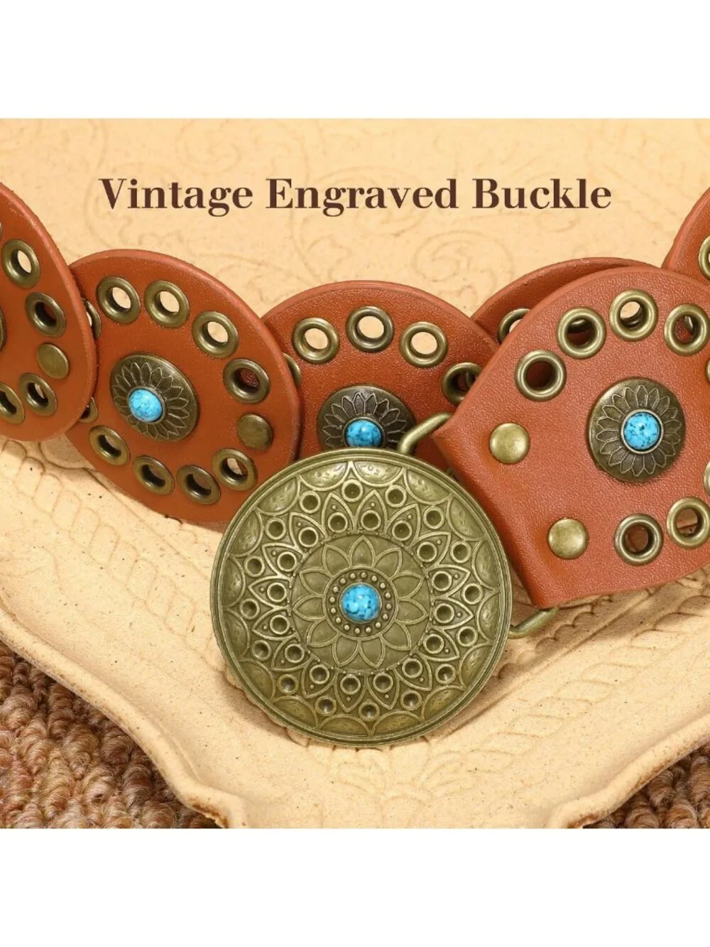 Stylish Wide Cowgirl Disc Belt with Concho Detail - Perfect Western Accessory